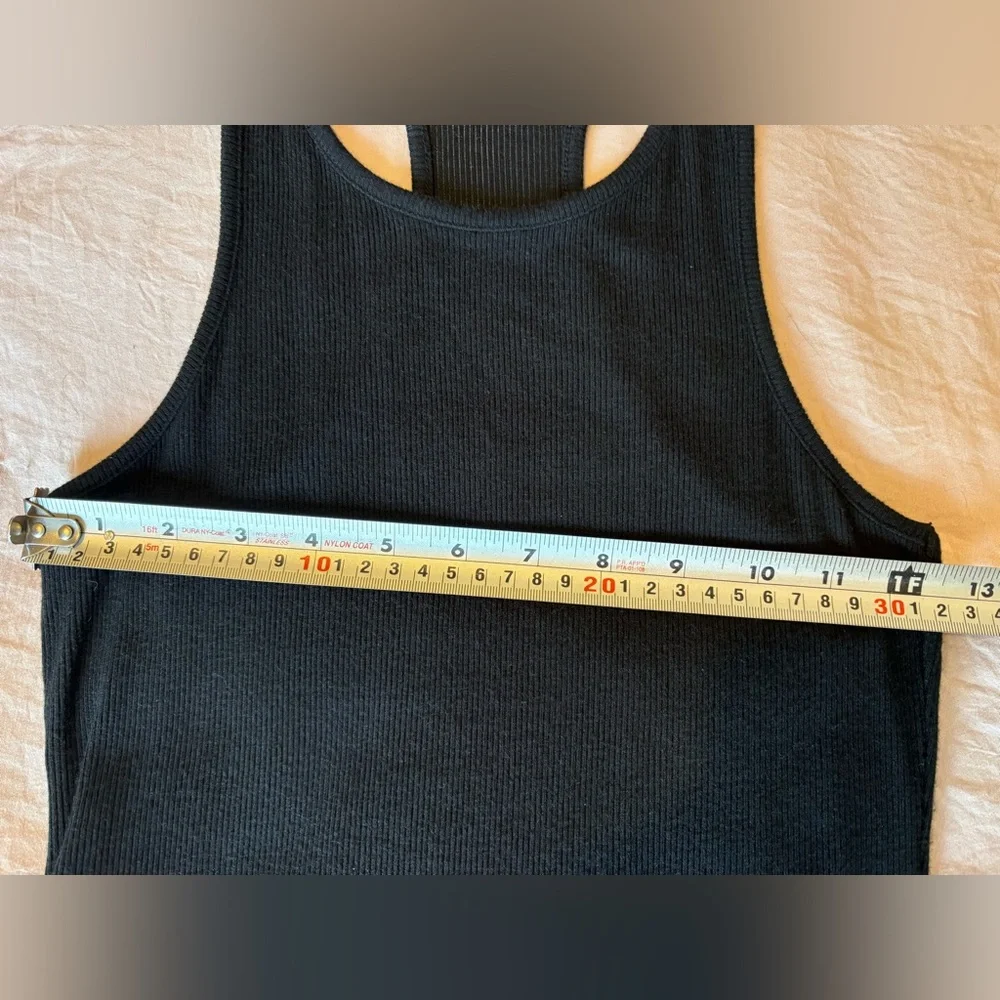 7 For All Mankind Black Ribbed Racerback Tank Top - Picture 6 of 6